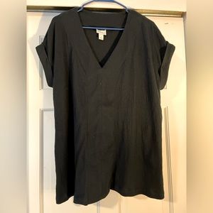 Casual Black Short Sleeved Blouse